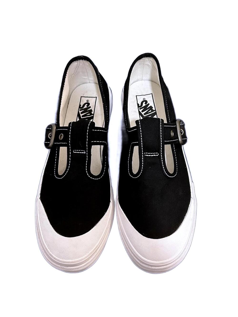Vans Mary Jane Buckle Closure Flats Slip Ons "Black/White" Women's 7 | NEW